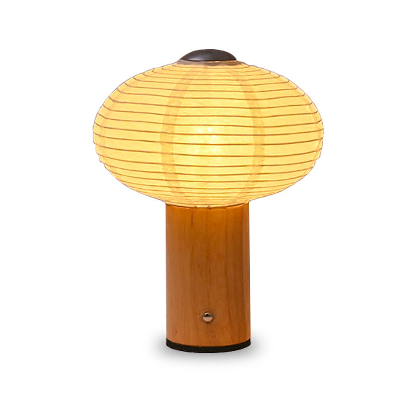 Japansk Konst Bordslampa glasskummin bambusröra Handgjord Lantern WABI-SABI Risplattform ljus