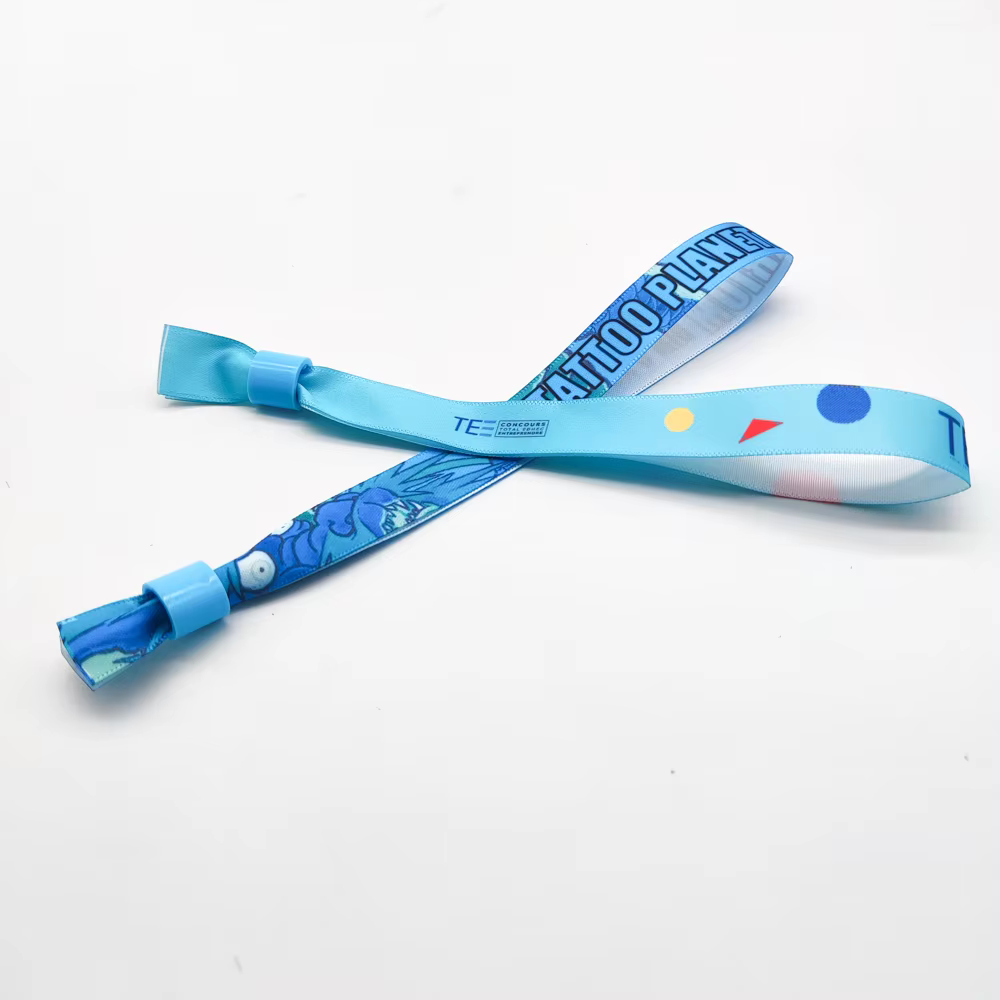 product hot sales custom design printing cloth fabric wristband satin ribbon bracelet for concert party-2