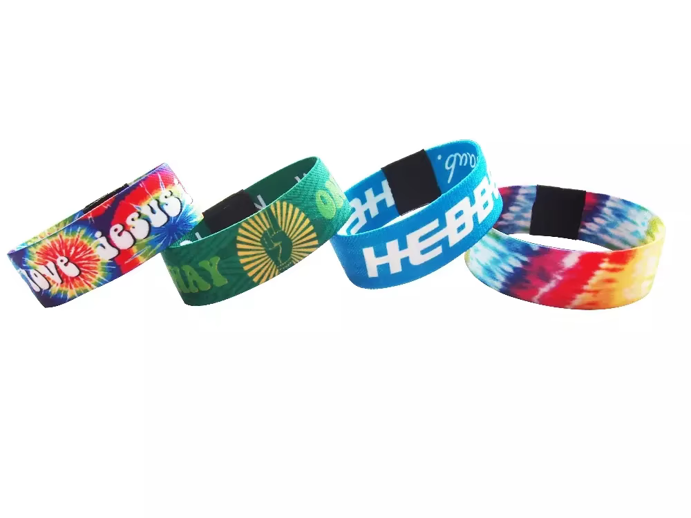 product elastic eco friendly fabric woven bracelet wristband with custom logo polyester material for festival promotional use-5