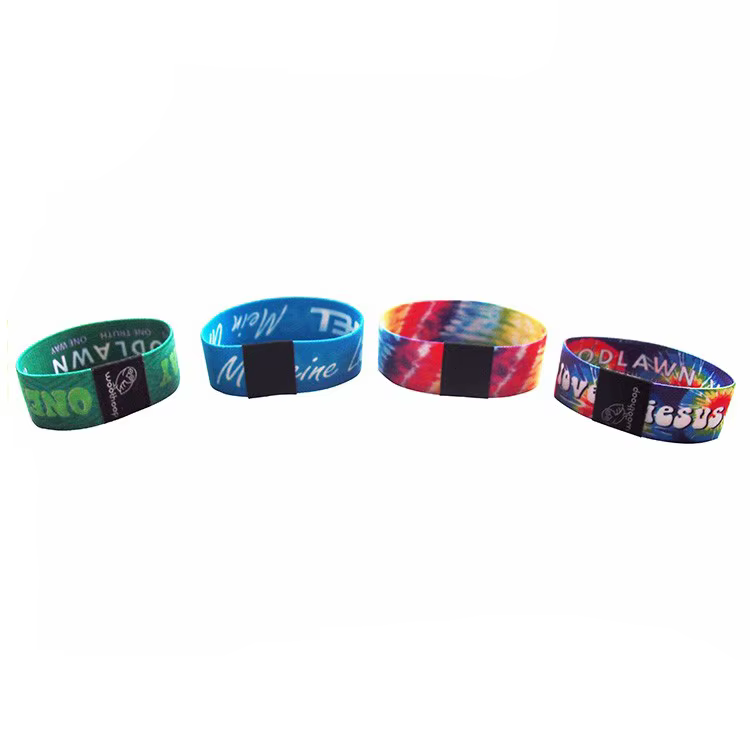 product elastic eco friendly fabric woven bracelet wristband with custom logo polyester material for festival promotional use-4