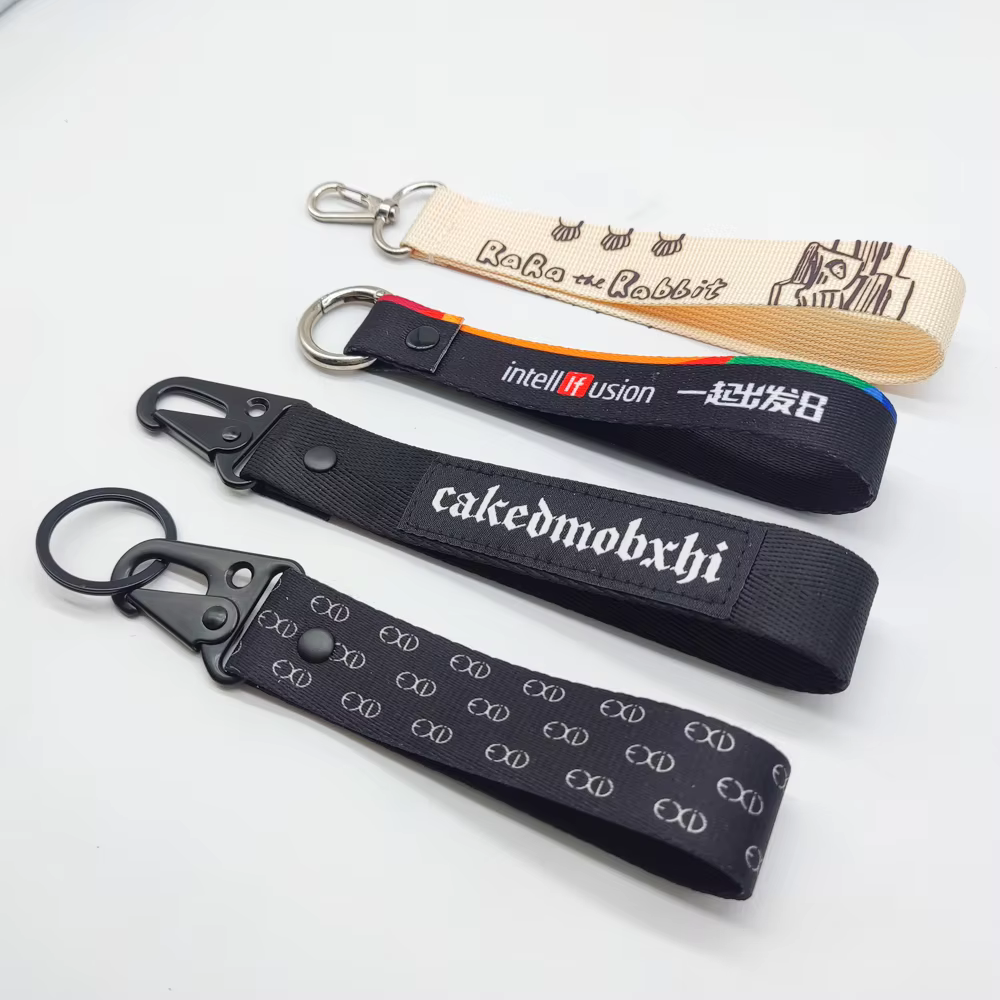 product custom fabric stitching lanyard keychain printing design lanyard car key chains key tags custom-6