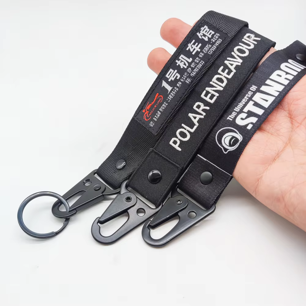 product custom fabric stitching lanyard keychain printing design lanyard car key chains key tags custom-3