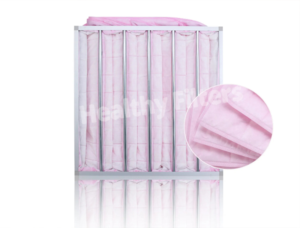 F7 Medium Efficiency Pocket Filter Bag Filter Pink Glass Fiber Bag Filter