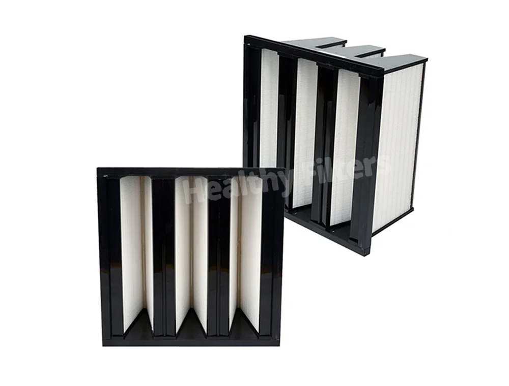 Customized HEPA Air Filter H13 H14 99.99% V Bank Type Glassfiber Media Replacement Filter