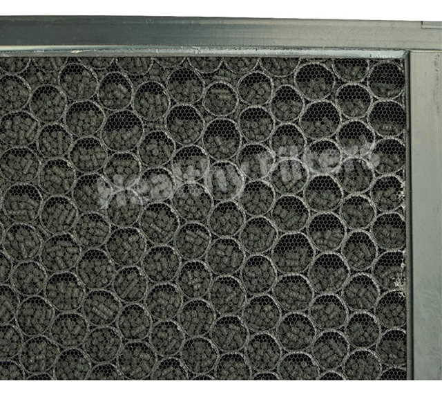 V Bank Activated Carbon Pleated Media Compact Air Filter Industrial Chemical Odor Removal 4V-Cell manufacture