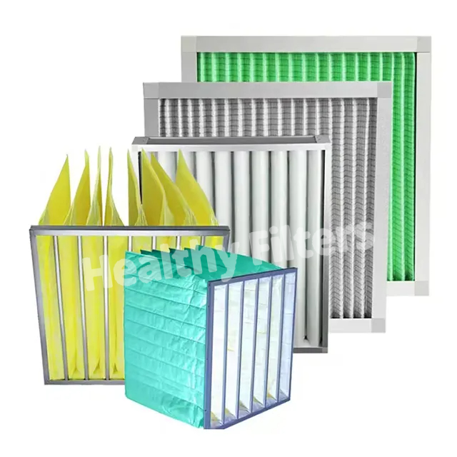 HVAC Filters Synthetic Fiber Pocket Filters Featured F6 High Dust Capacity Yellow Bag Filter Air Filtration System factory