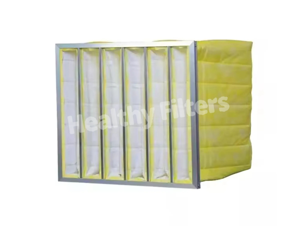 HVAC Filters Synthetic Fiber Pocket Filters Featured F6 High Dust Capacity Yellow Bag Filter Air Filtration System