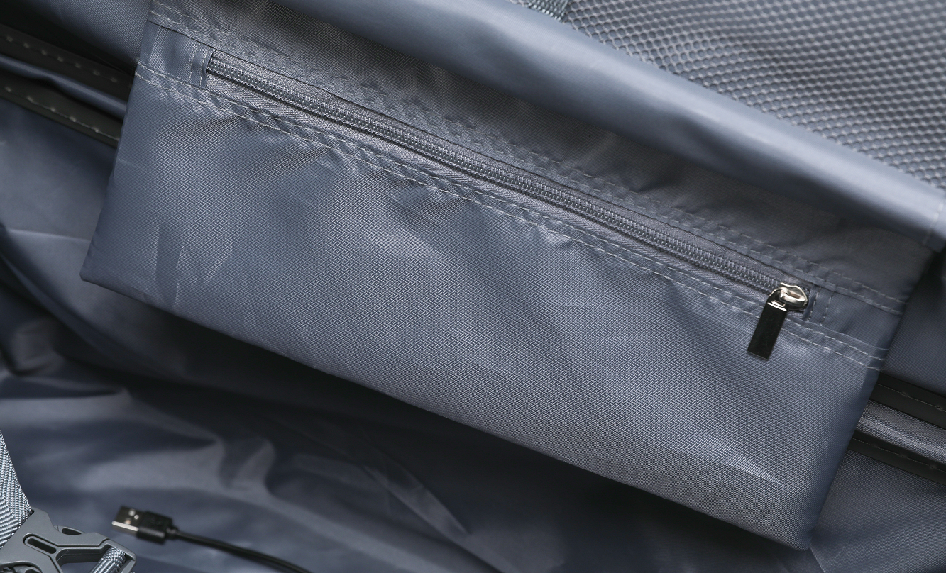 pc aluminum framed hardside checked luggage  walktrip white with double layer zipper and cup holder-2