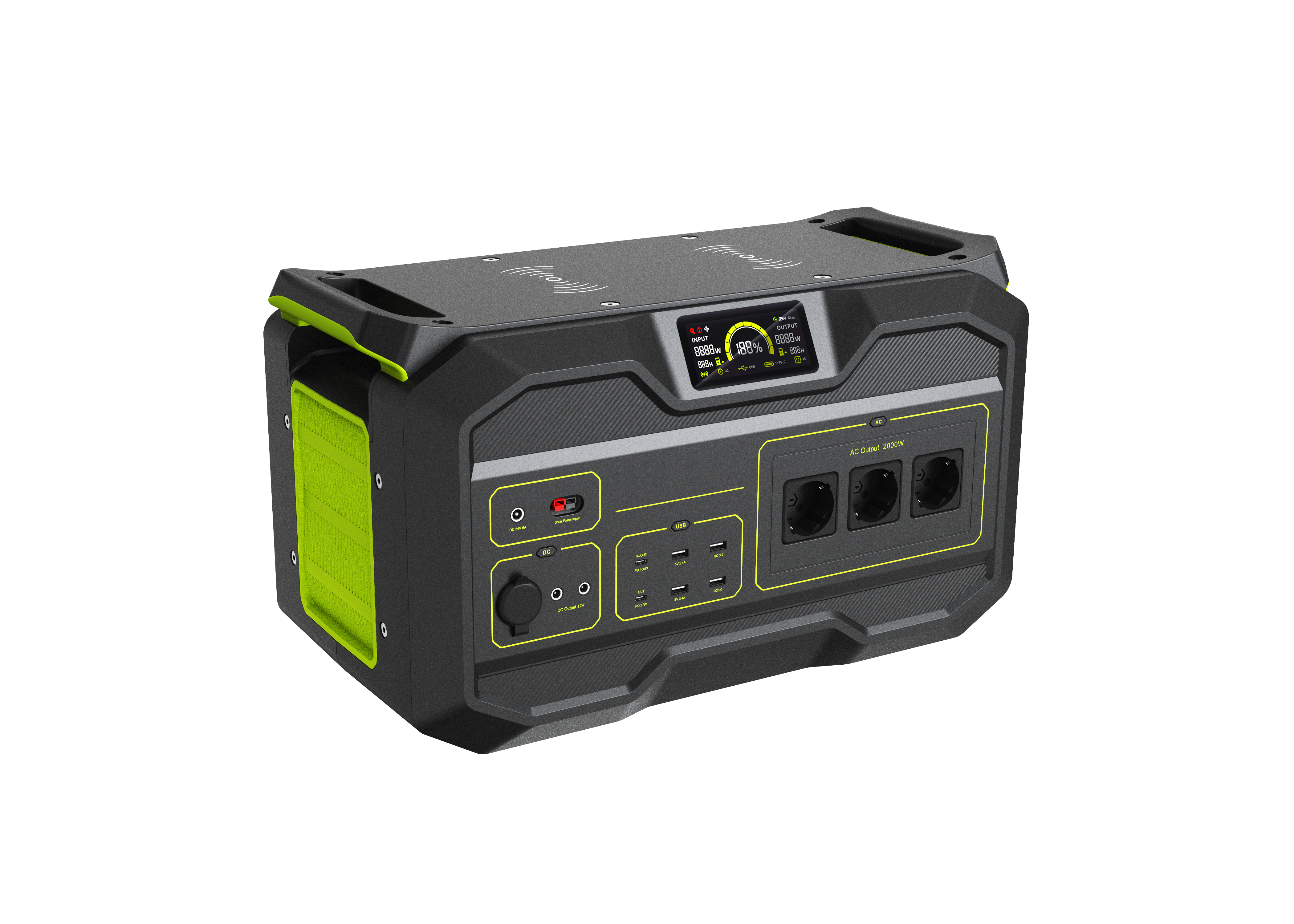 ポータブル電源ステーション 1200W /2400W 容量 MPPT コントローラー 純正弦波インバーター ソーラーパネル付き