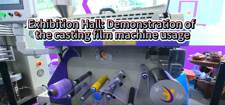 Demonstration of the casting film machine at the exhibition site
