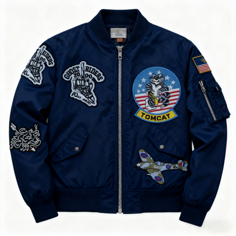 AWELLS Retro Military Style Embroidered Patches Squadron & Aircraft Themed Badges for Bomber Jacket Customization