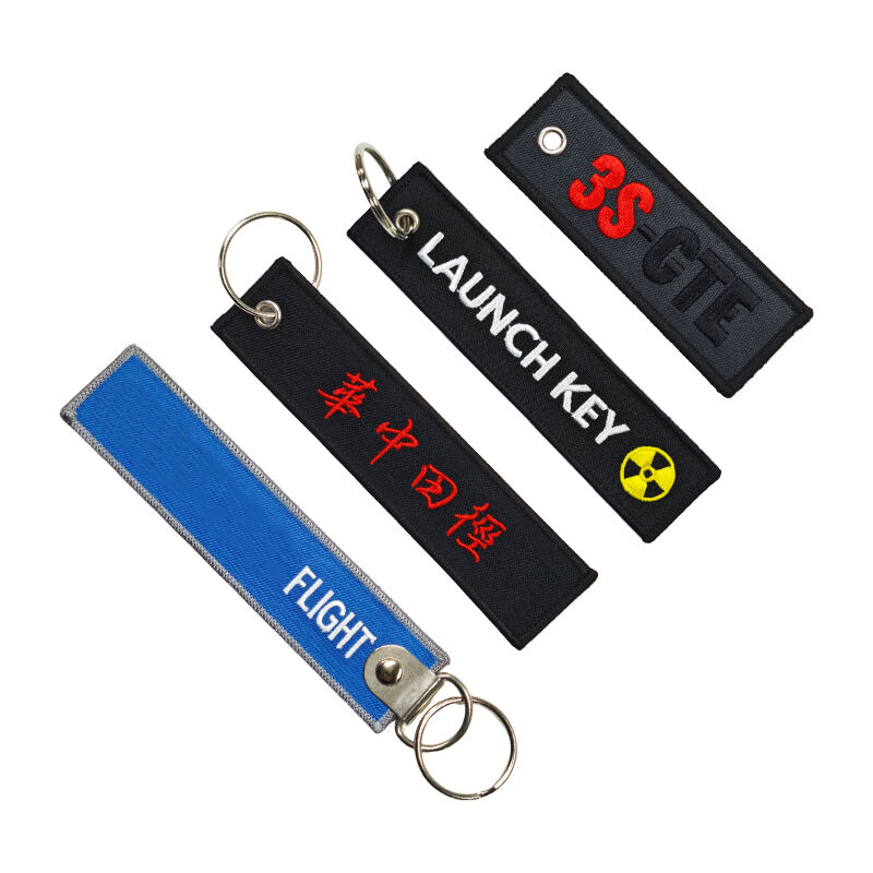 AWELLS High-Quality Multi-Themed Embroidered Woven Keychains Flight/Racing/Team Themed Key Tags Backpack Charms