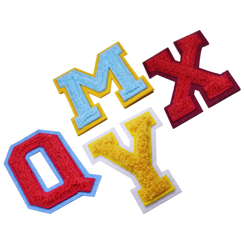 AWELLS amerikanske retrofarvede chenille-bogstavpatches med 3D-flokkeret præppystil til hoodie og baseballjakke – DIY-dekoration