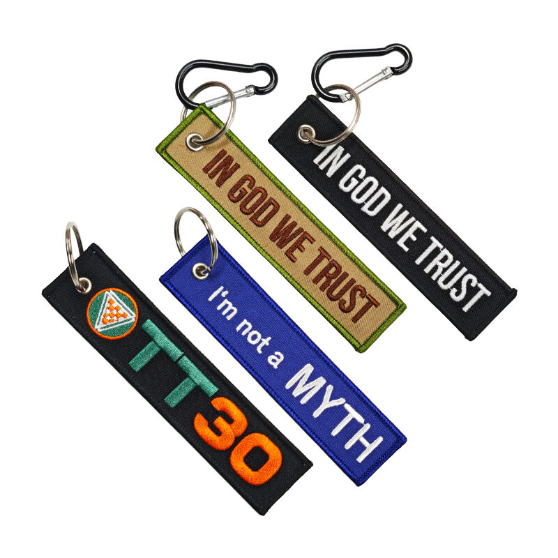 AWELLS Customizable Double-sided Embroidered Keychains Exclusive Slogan Woven Key Tags Team Commemoration & Brand Promotion Gifts