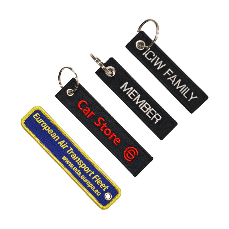 Custom Multi-Themed Embroidered Keychains Aviation/Car/Member Woven Key Tags Backpack Charms by AWELLS