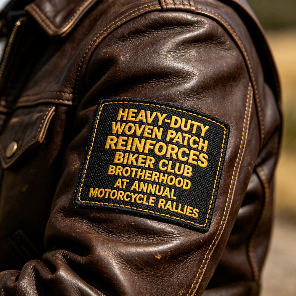 AWELLS:n räätälöitävä kestävä kudottu tarra moottoripyöräseurojen yhtenäisvaatteisiin ja kokouksiin