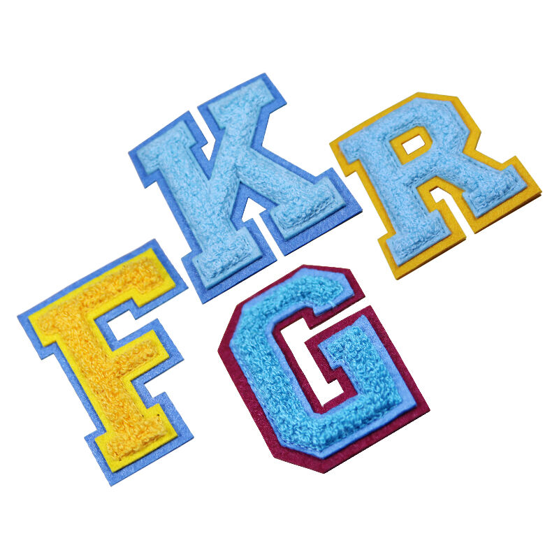 AWELLS American Preppy Style Chenille Letter Patches Color-Blocked 3D Flocked Badges for Baseball Jackets & Sweatshirts