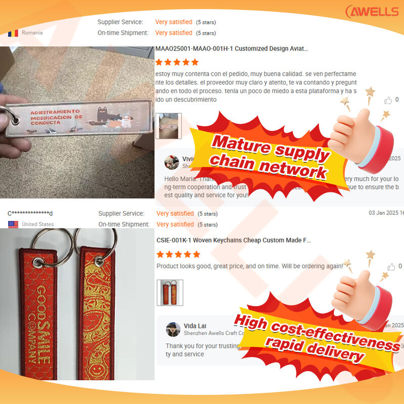 High-Quality Double-Sided Embroidered Keychains Aviation/Racing Brand Identity Woven Key Tags by AWELLS