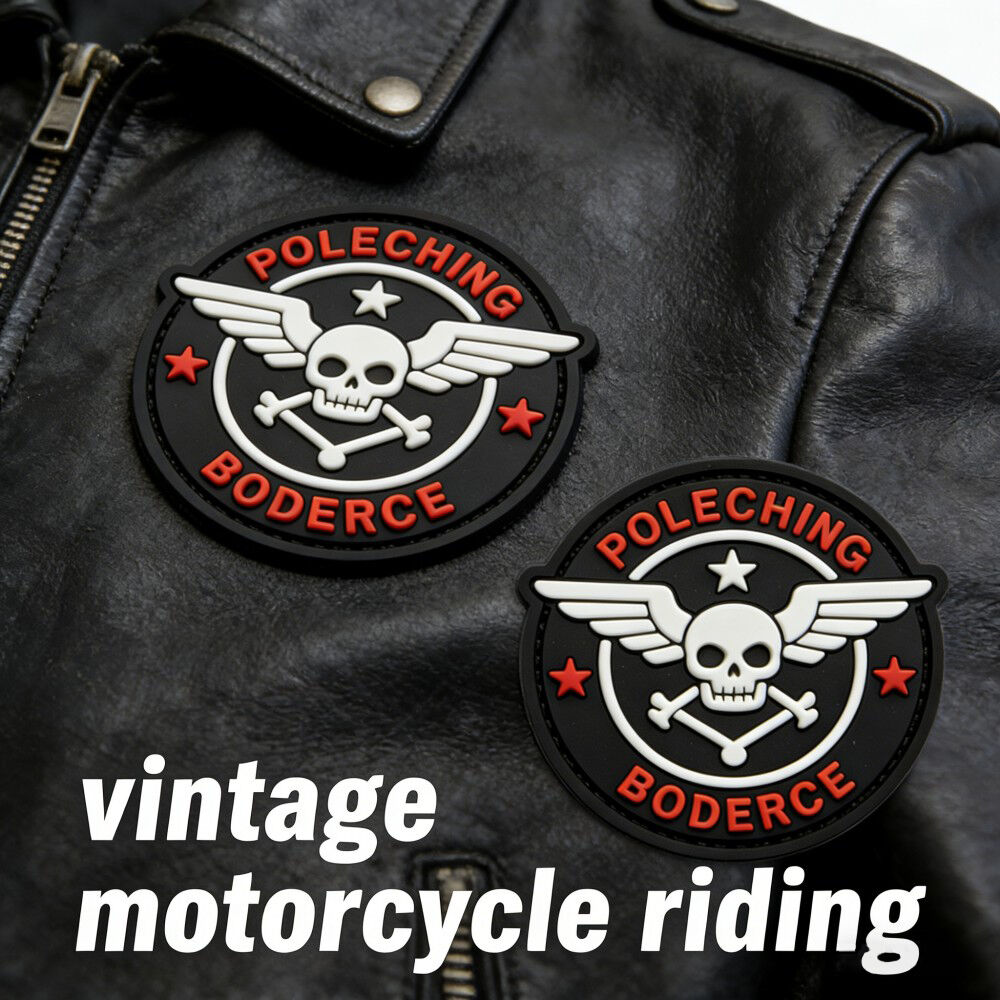 AWELLS Vintage Skull Wing Rubber Patch for Motorcycle Riding and Leather Jackets