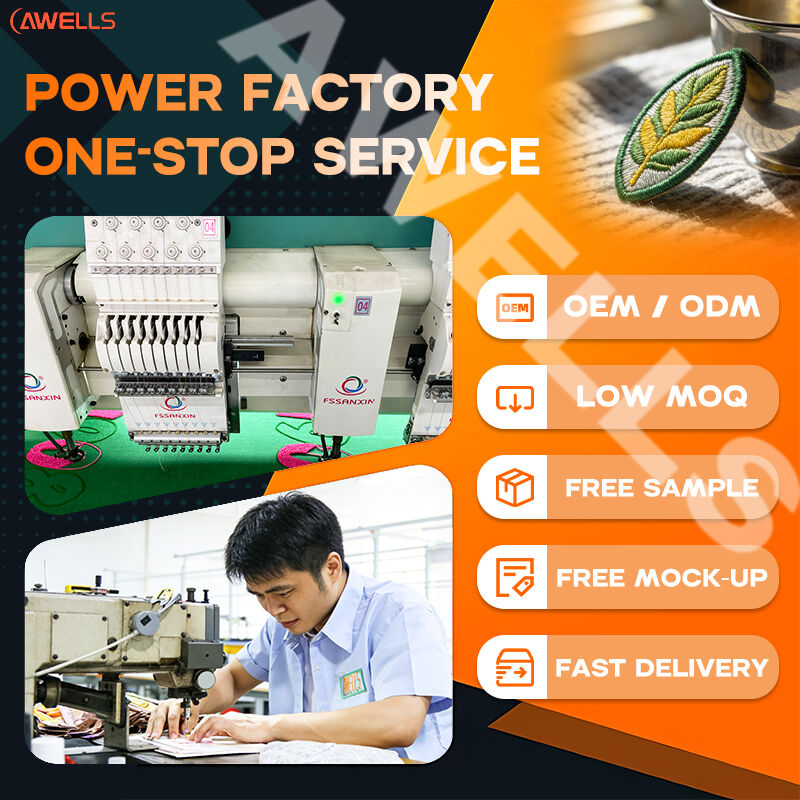 Professional Woven Logo Patches With Text And Geometric Patterns Ideal For Company Uniforms And Hats