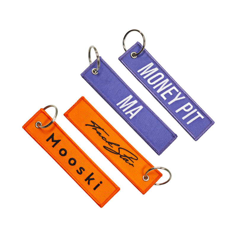 AWELLS Embroidered Keychain Tag with Custom Branding for Motorcycle Accessories