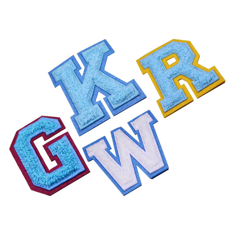 AWELLS American Preppy Style Chenille Letter Patches Color-Blocked 3D Flocked Badges for Baseball Jacket & Sweatshirt DIY Decoration