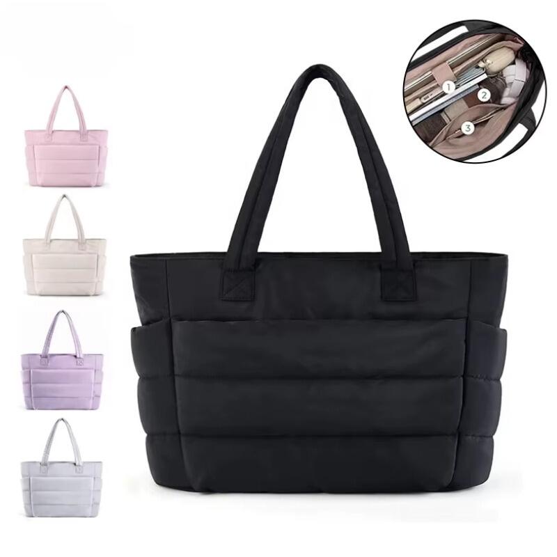 Women's School Tote Bags Lightweight Outdoor Leisure Travel Tote Bag Soft Handbag Office Lady Waterproof Polyester Tote Bag