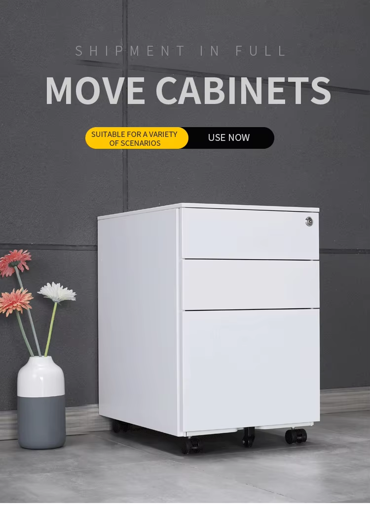 3 Drawer Metal Mobile Pedestal Filing Cabinet manufacture