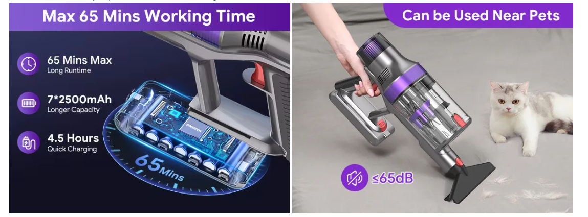 ONSEEN S702 BLDC530W Smart Cordless Vacuum Cleaner details