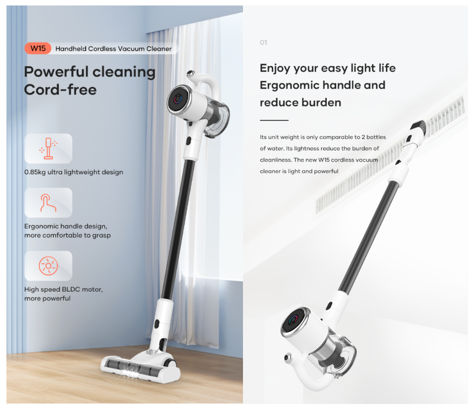 W15 Pro OEM BLDC330W Cordless Stick Vacuum Cleaner supplier