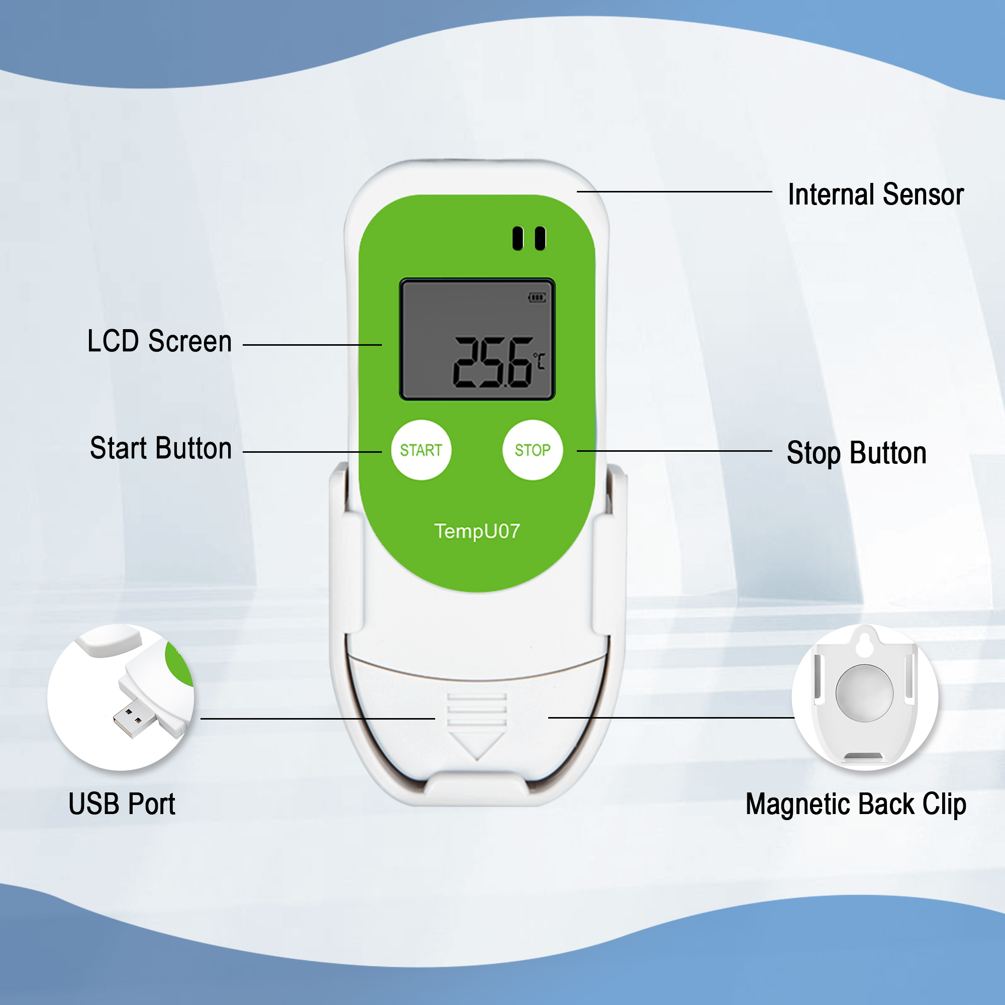 Tzone New Temp U07 Multi Use Temperature Recorder USB Temp Data Logger with PDF/CSV Report