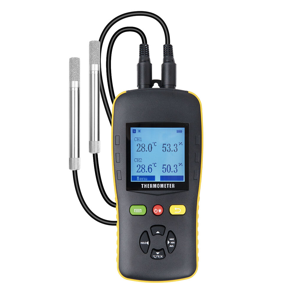 Factory sale digital dual channel thermometer and hygrometer with SHT45 sensor probes for industrial application