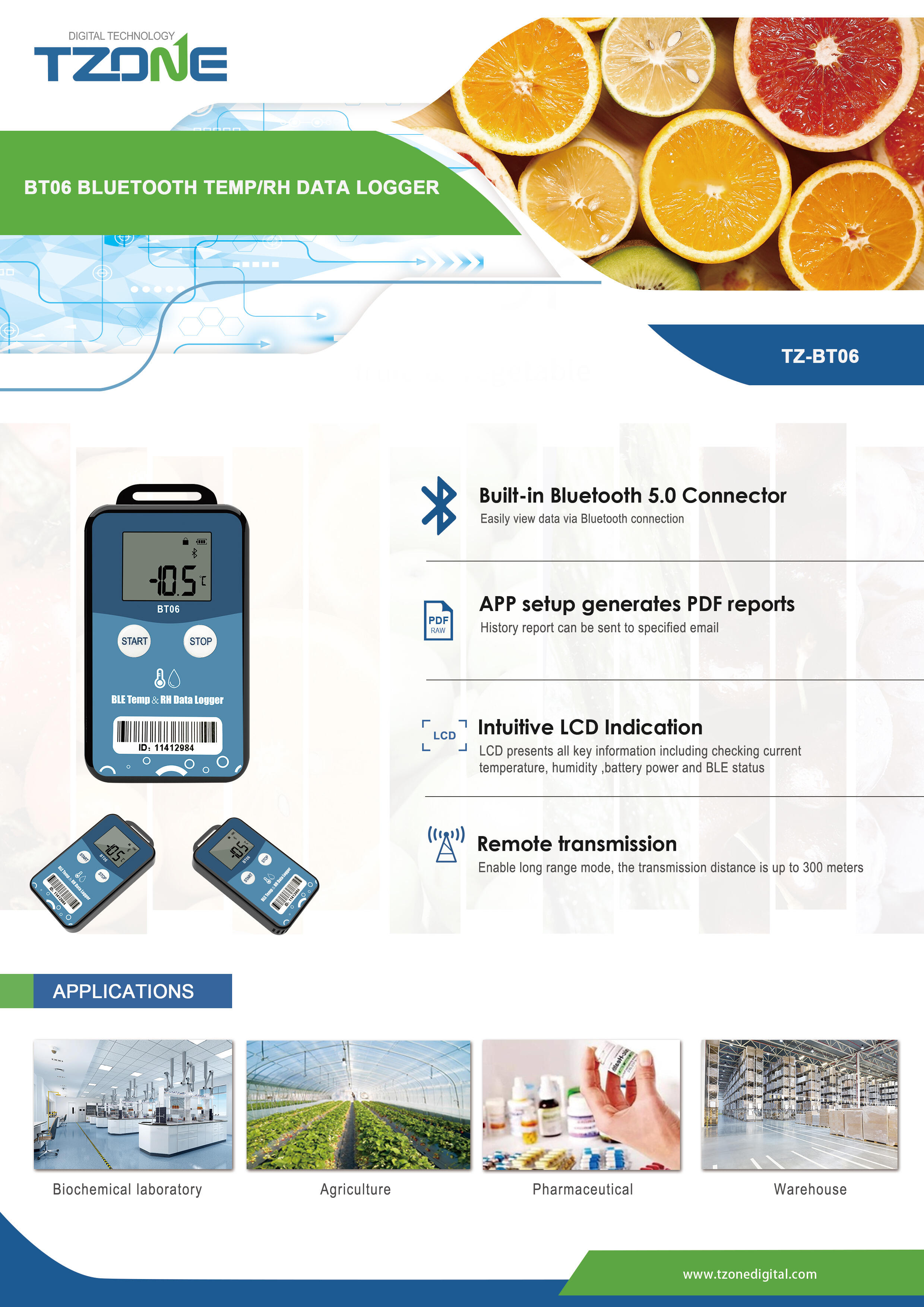 Environment Temperature Monitor Data Logger Humidity Smart Bluetooth Temperature Humidity Data Logger manufacture