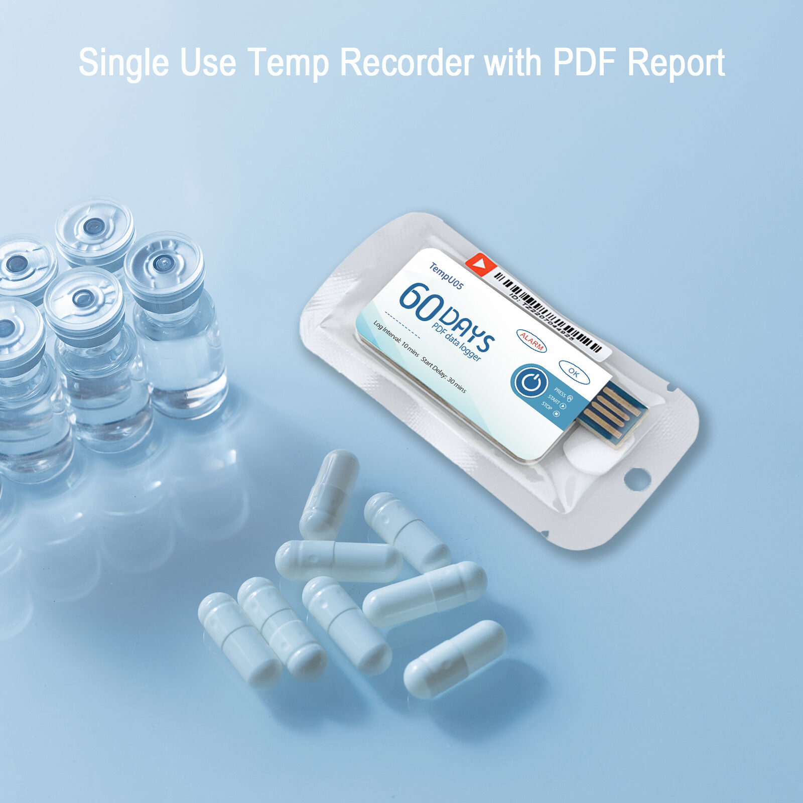 Tzone TempU05 Fruit Logistic Temperature Logger with PDF Report Temperature Recorder 