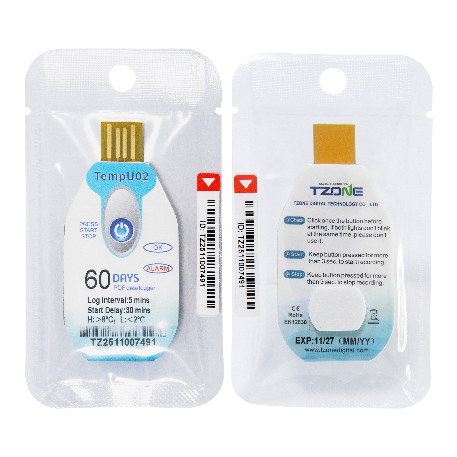 Tzone USB Single Used for Temperature Recorder USB Data Logger Greenhouse Transportation