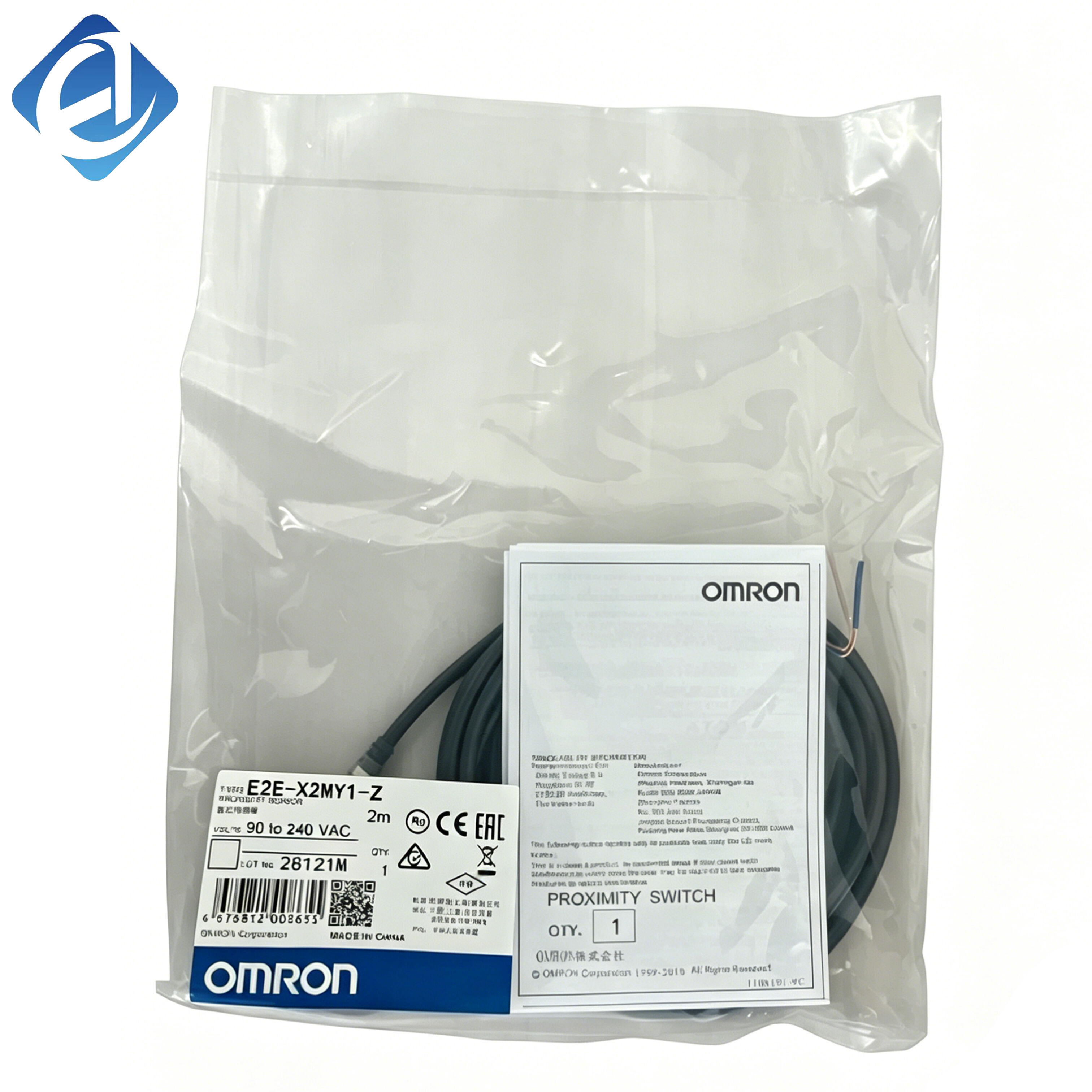 New Original Omron E2E series inductive proximity sensor. 2mm sensing distance, AC 2-wire NO output, durable structure, strong anti-interference performance and stable detection. Used for metal object positioning, limit detection and counting in automatio