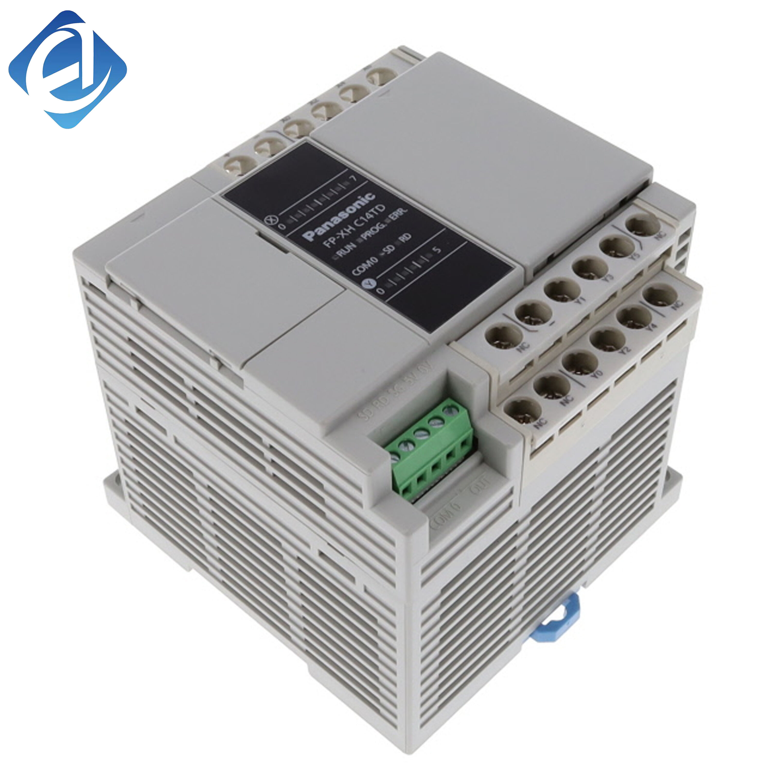 Нов оригинален FP-XHC14TD PLC контролер, серија FP-X. Применуван за мали индустријални автоматизирани машини, конвејерски линии и опрема за транспортирање. Интегрирани дигитални влезови и транзисторски излези, функција за позиционирање со брзи импулси