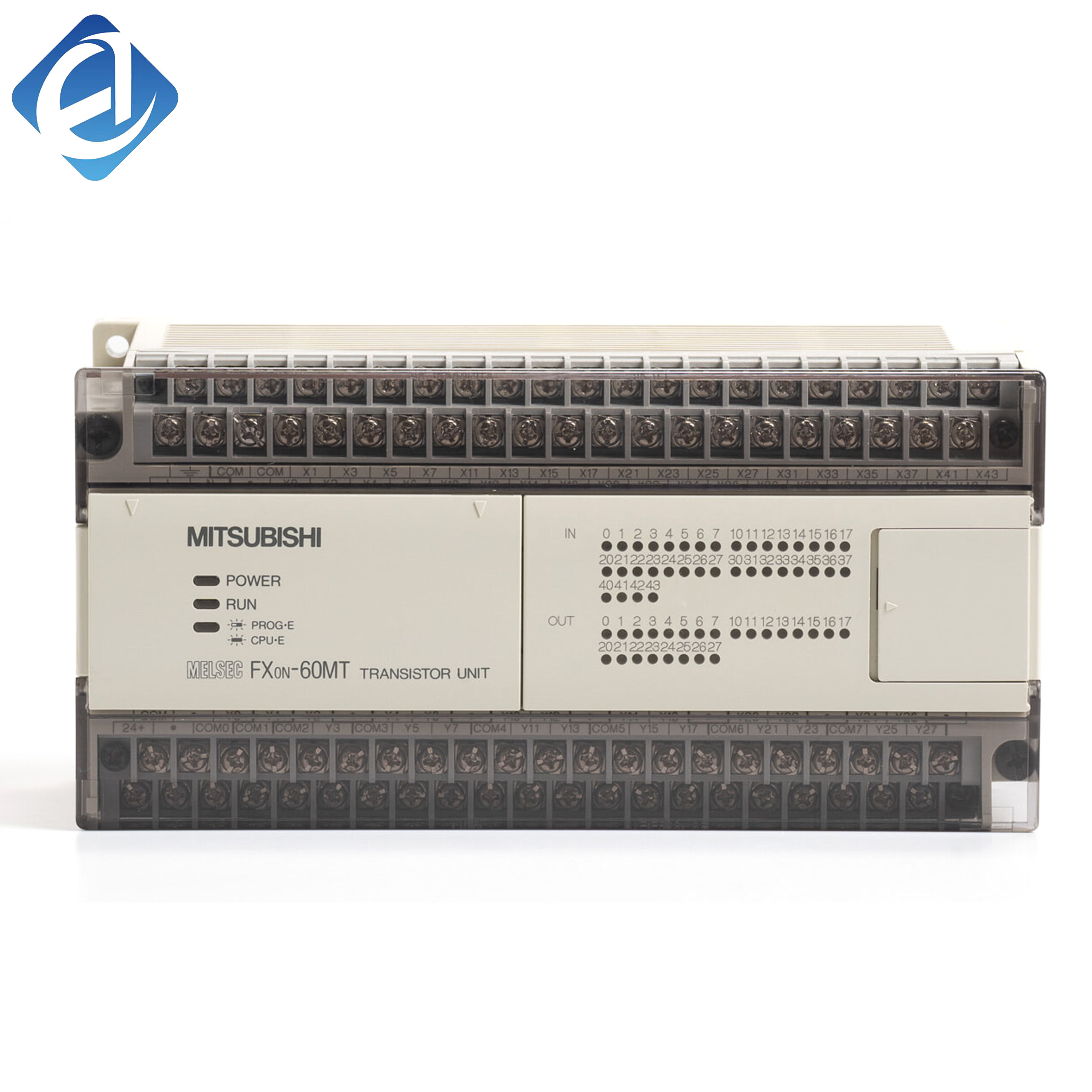 Nový originálny kompaktný PLC z radu MELSEC-FX0N, model FX0N-60MT, 60 vstupno-výstupných bodov (36 DC 24 V vstupov s prijímacím zapojením + 24 tranzistorových výstupov). Napätie na každom výstupe: 24 V DC, prúd: 0,5 A/bod, celkový maximálny prúd: 8 A. Pamäť typu EEPROM