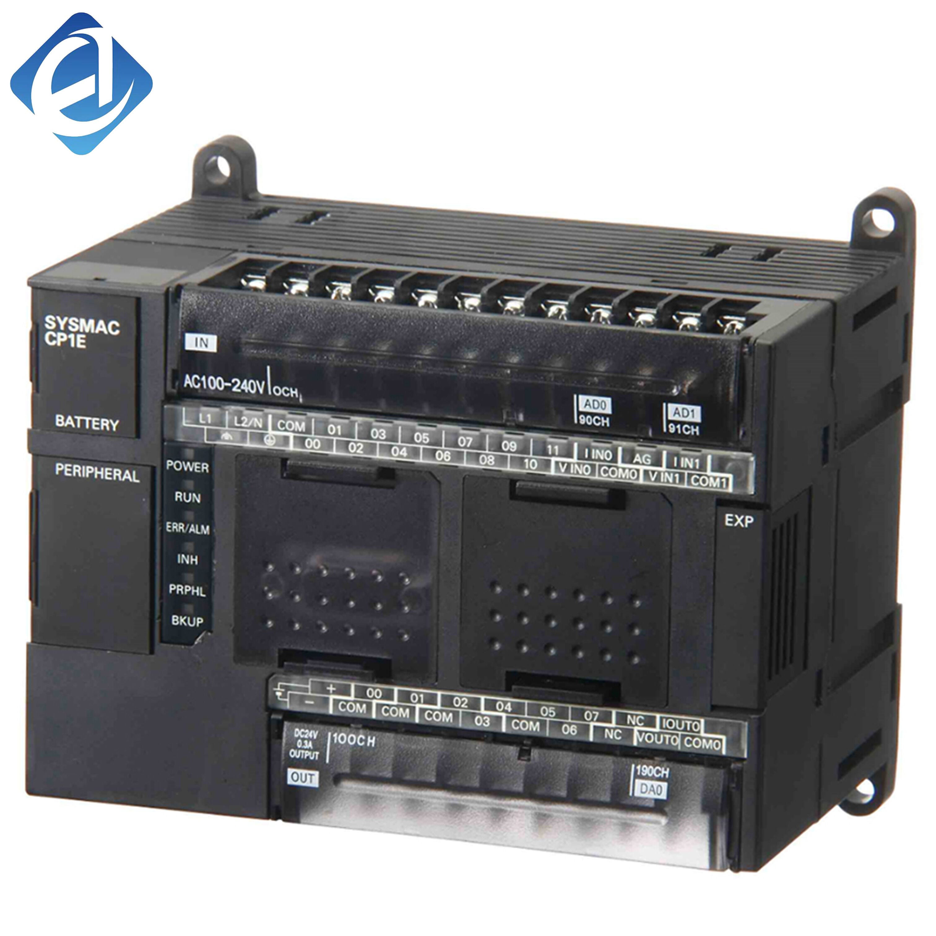 New Original Omron CP1E series PLC with built-in display. 20 I/O points, relay output, AC power supply, convenient parameter monitoring and stable logic control. Widely used in small automation devices, mechanical control, simple production lines and ligh
