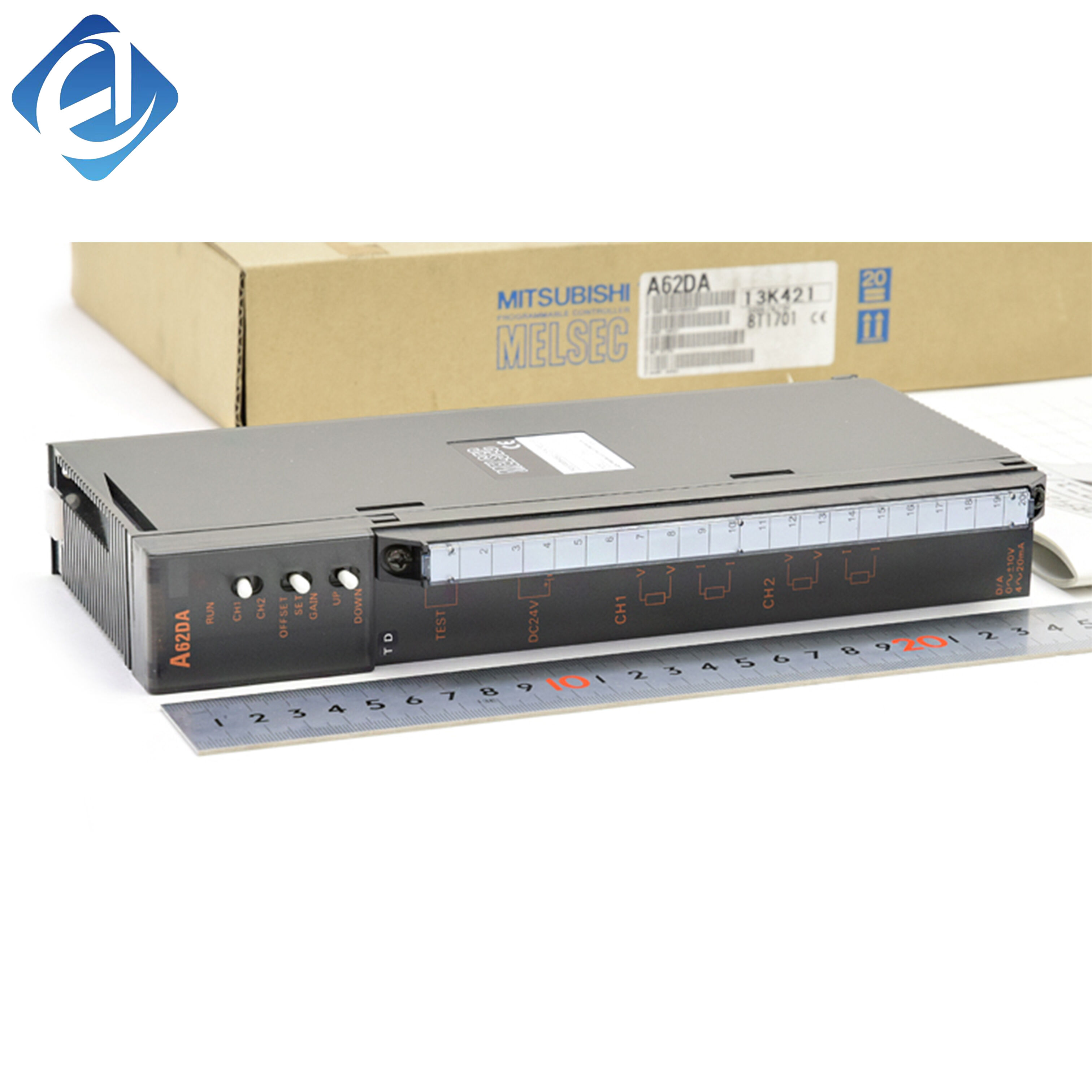 New Original A62DA Mitsubishi analog output module with stable signal conversion and high‑precision output performance. It transmits analog control signals for industrial automation systems
