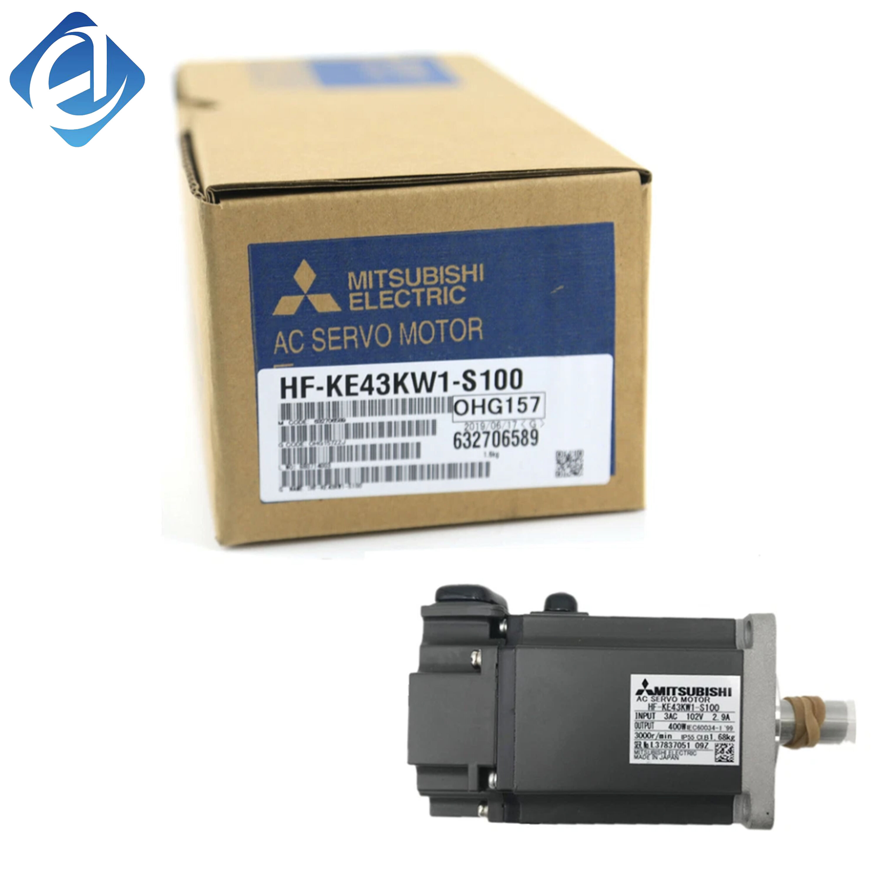 Nový originálny striedavý servomotor série HF-KE, model HF-KE43KW1-S100, výkon 0,4 kW. Zabezpečuje stabilný krútiaci moment, níkve vibrácie a vysokú presnosť polohovania. Navrhnutý s trvanlivou konštrukciou a vysokou odolnosťou voči vonkajším podmienkam.