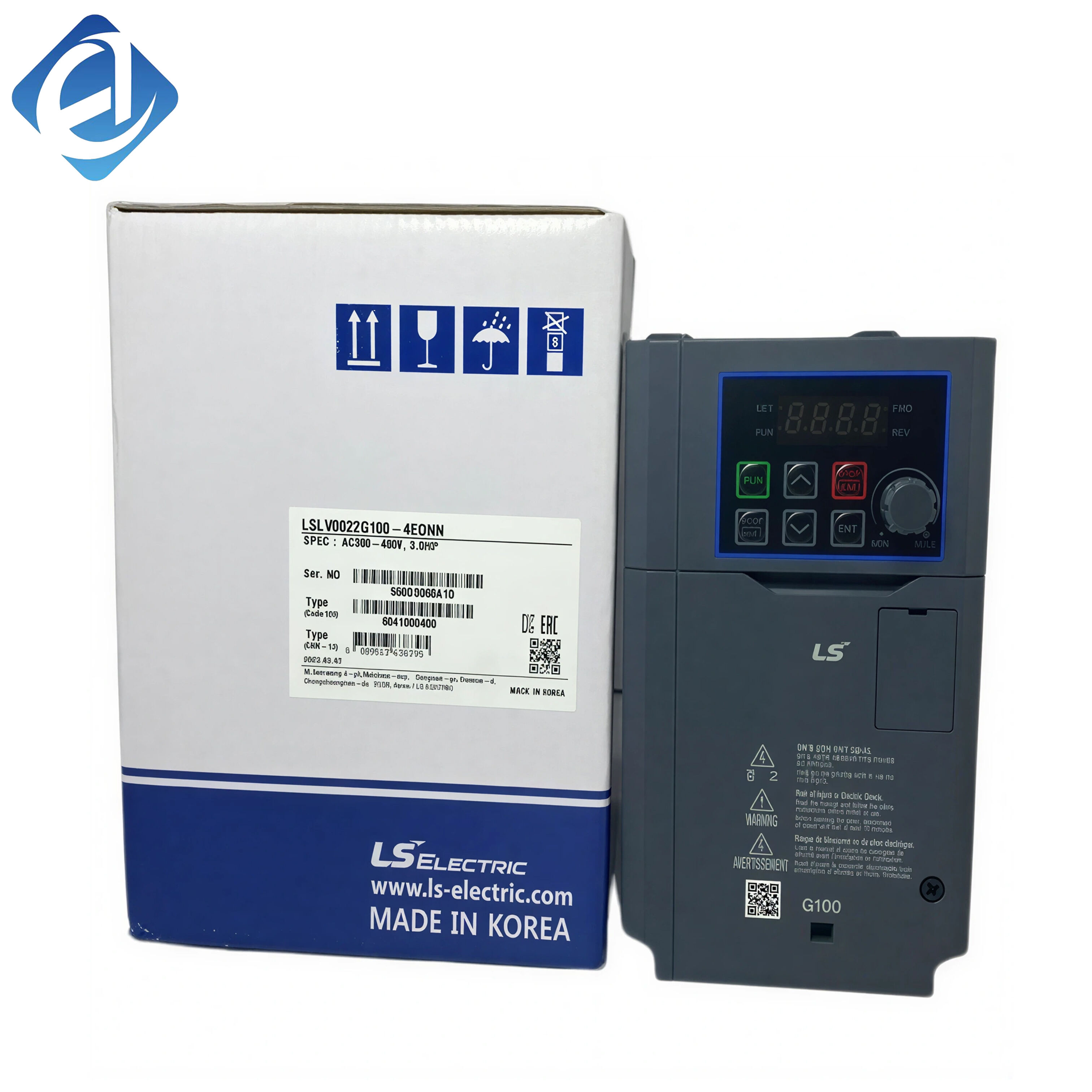 New Original LSLV0022G100-4EONN is a G100 series 2.2kW 3-phase AC drive. It supports V/f & sensorless vector control, with 380-480VAC input/output, max 400Hz output. Featuring Modbus RTU, strong overload capacity