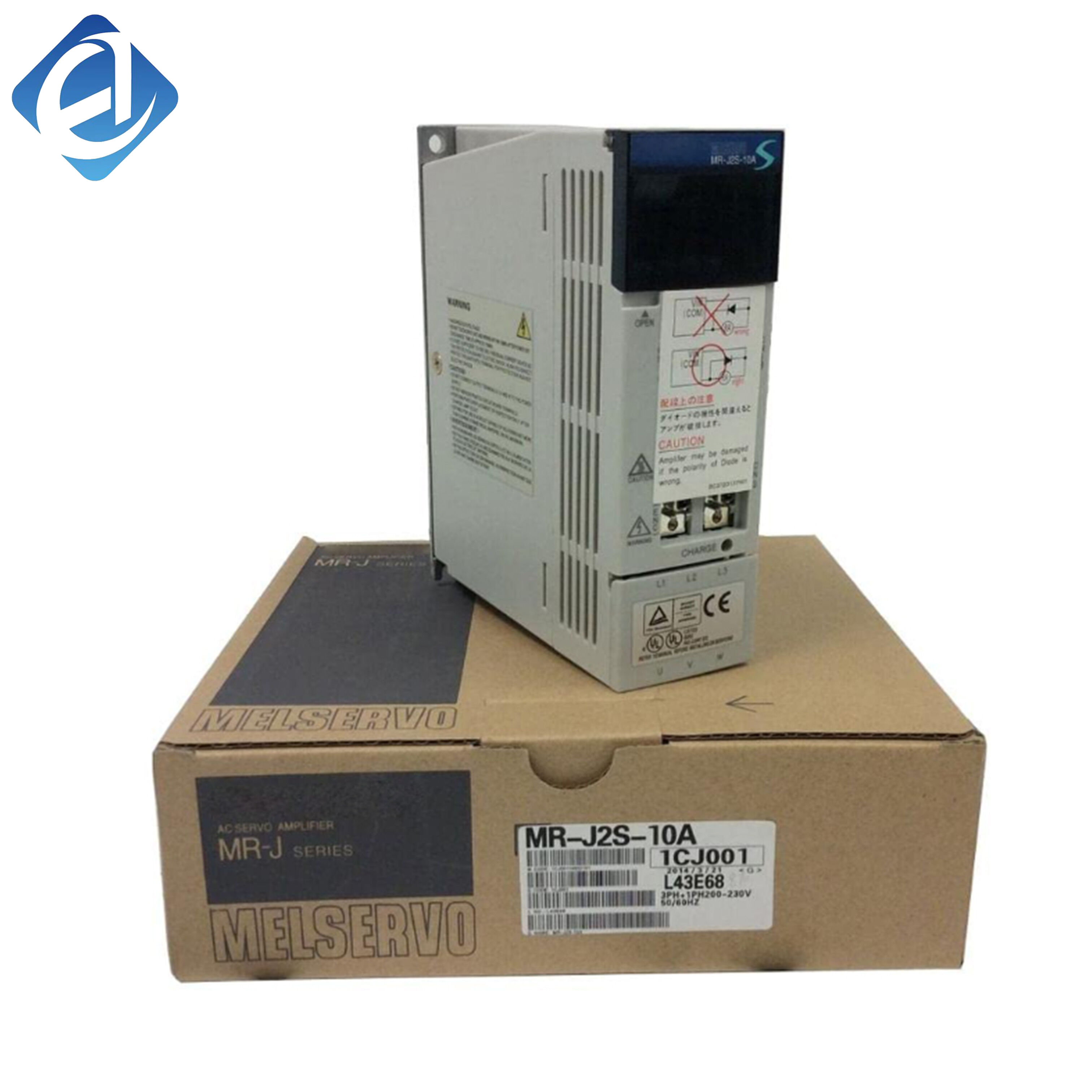 Nový originálny striedavý servoregulátor série MELSERVO‑J2S model MR-J2S-10A, výkon 100 W, vstup jednofázový/ trojfázový 200–230 V~; podporuje režimy riadenia polohy, rýchlosti a krútiaceho momentu; kompatibilný so servomotormi HC‑KFS053 a HC‑KFS13