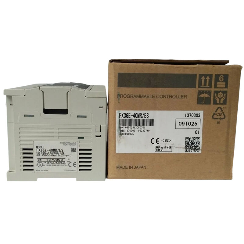 Jauns oriģināls Mitsubishi FX3GE-40MR/ES PLC no FX3GE sērijas — kompakts PLC ar releju izvadi, iebūvētu Ethernet un analogās funkcijas, stabils un uzticams, ideāls nelielu rūpniecisko automatizācijas vadības sistēmu izmantošanai.