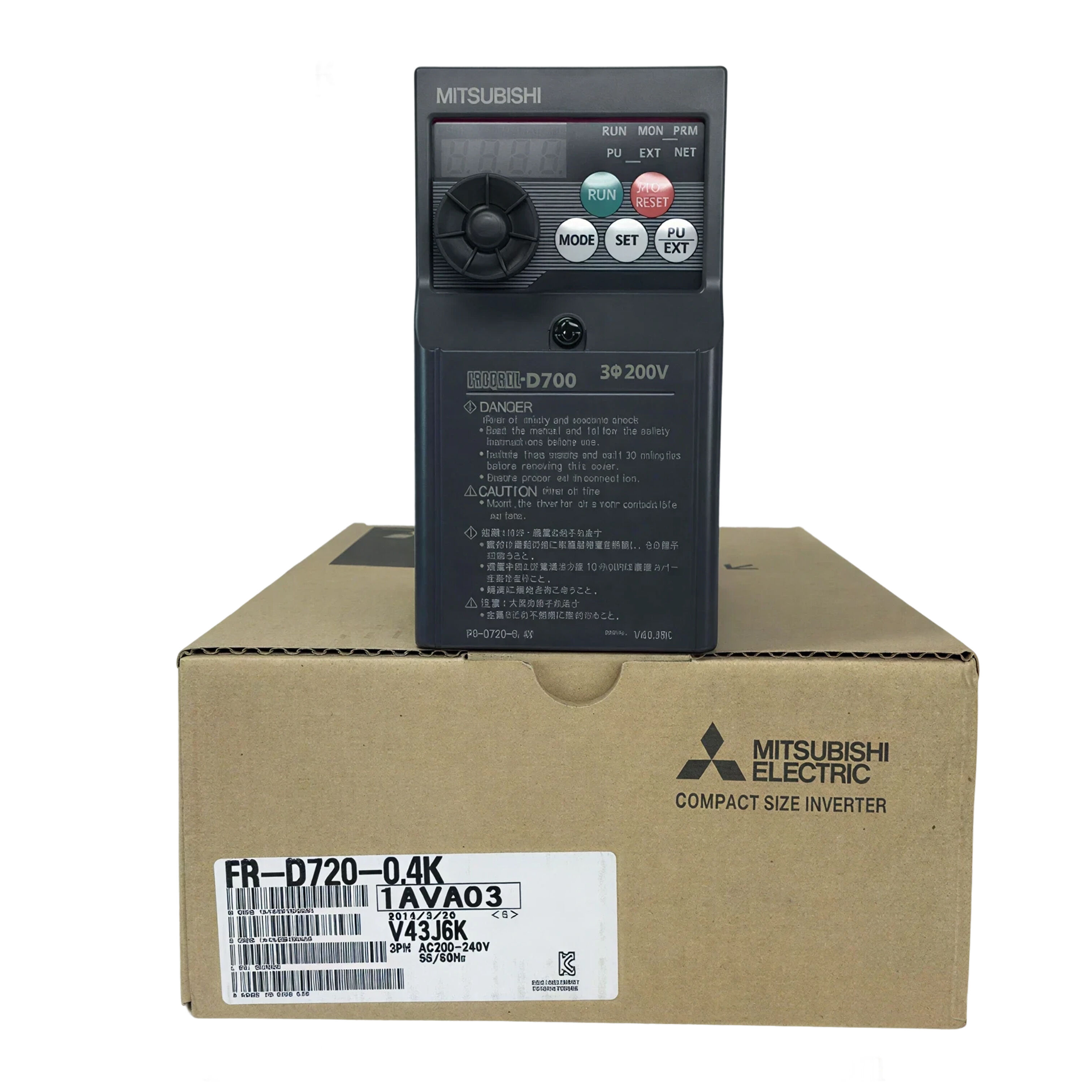Brand New Original FR-D720-0.4K D700 series compact inverter, 0.4KW, 220V three-phase input. It features simple operation, energy saving and smooth speed regulation for AC motor drive. Built-in overload protection