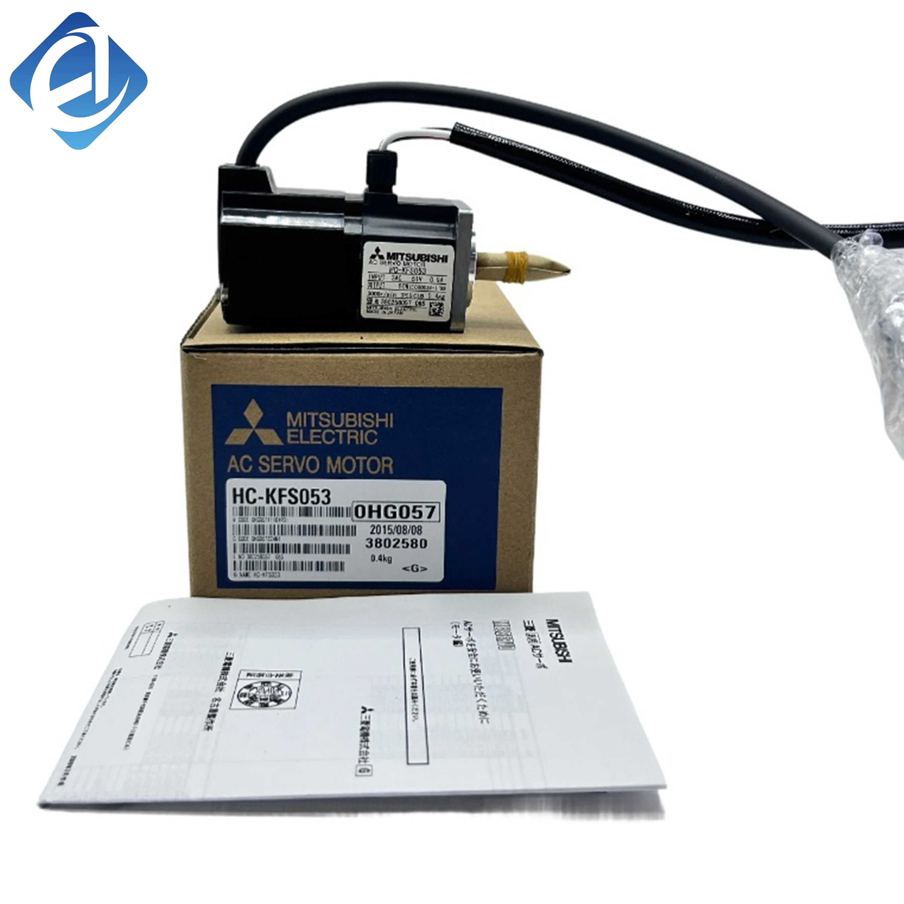Nový originálny striedavý servomotor série HC-KFS053 HC‑KFS s nízkou zotrvačnosťou, menovitý výkon 50 W, menovitá otáčková rýchlosť 3000 rpm, vysokej rozlíšenia kódovač s 17 bitmi, kompatibilný so servoregulátormi MR‑J2S‑10A