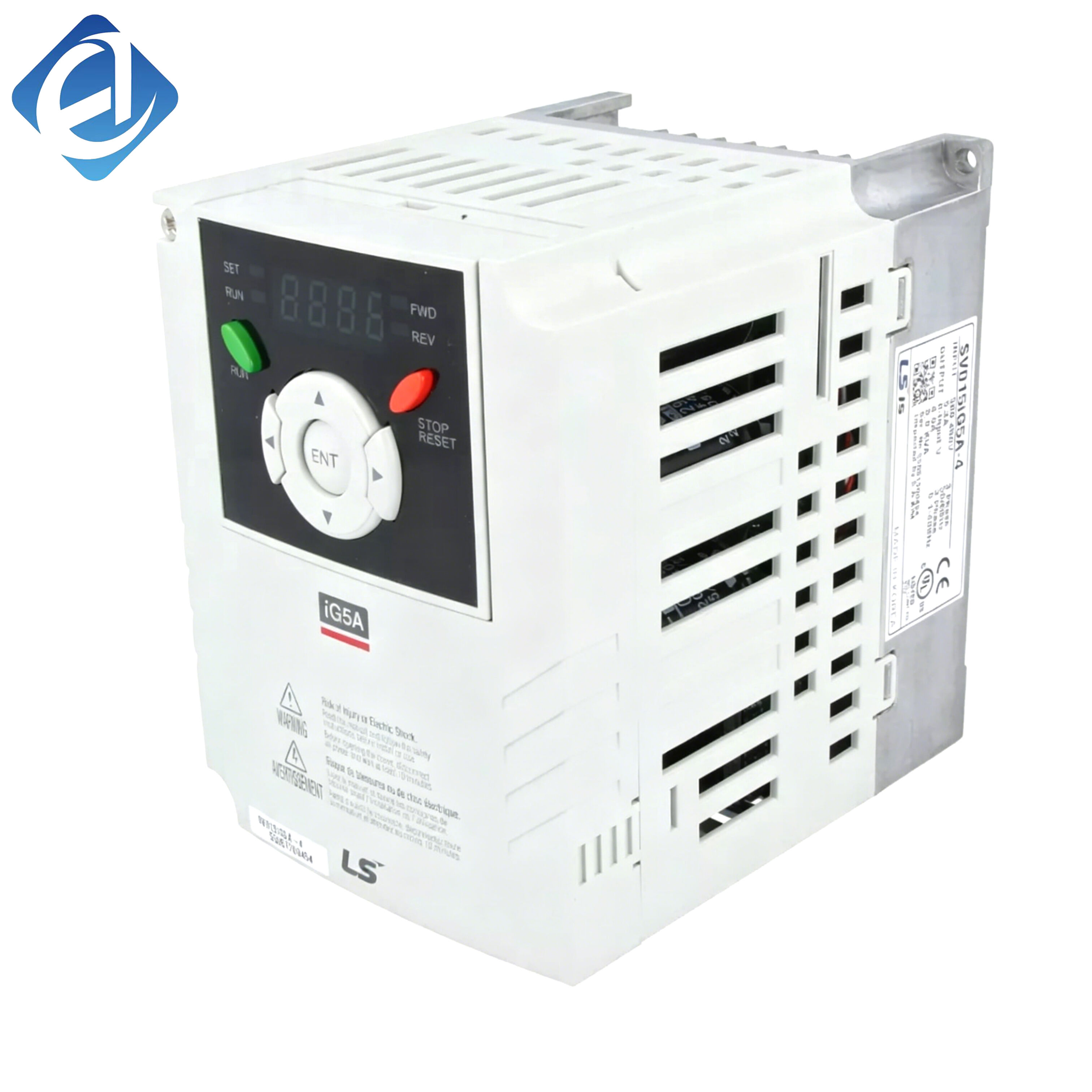 New Original SV015IG5A-4 IG5A series 1.5kW three-phase 380V compact inverter. It features V/F and sensorless vector control, low noise operation and comprehensive circuit protection. With compact structure and simple parameter setup