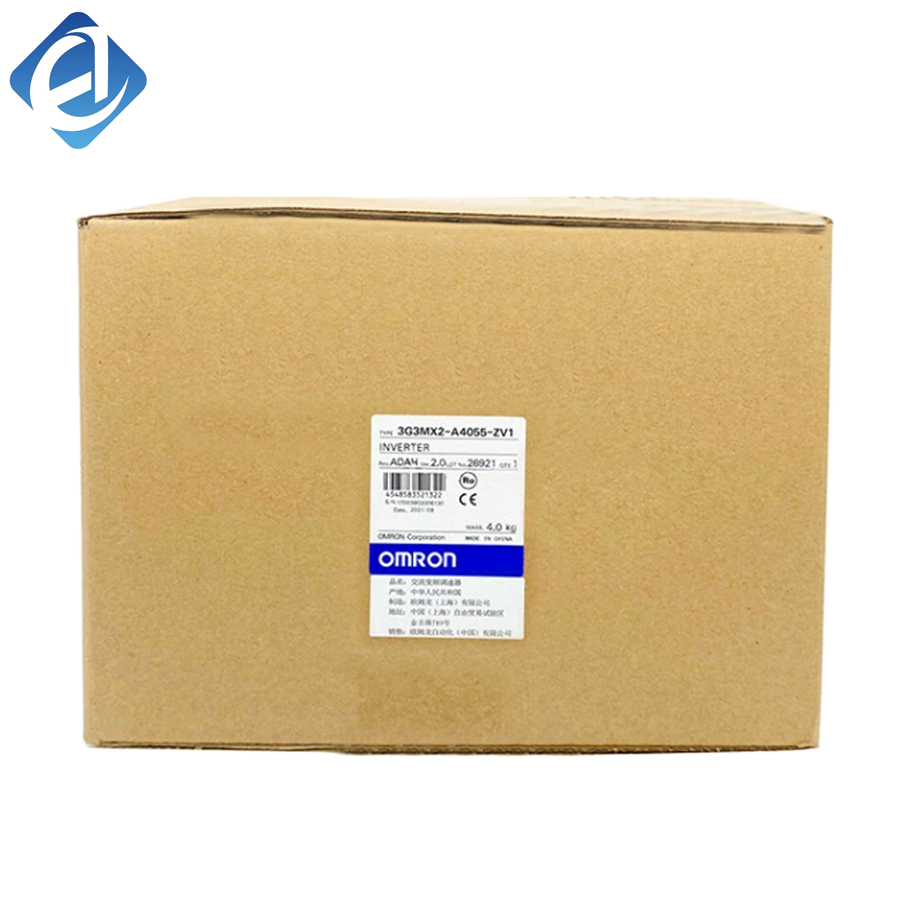 New Original Omron 3G3MX2 series inverter. 5.5kW capacity, 400V three-phase input, with multi-speed operation, torque control and stable speed regulation. Compact design, strong overload capacity, suitable for motor speed control of conveying equipment, m