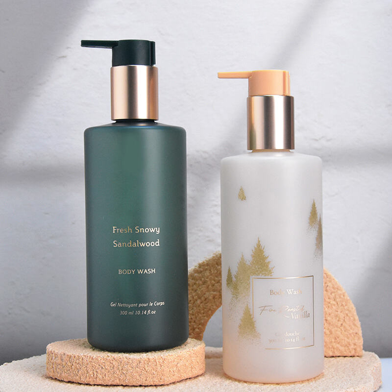 300ml Empty cosmetics body care lotion bottle deep green color