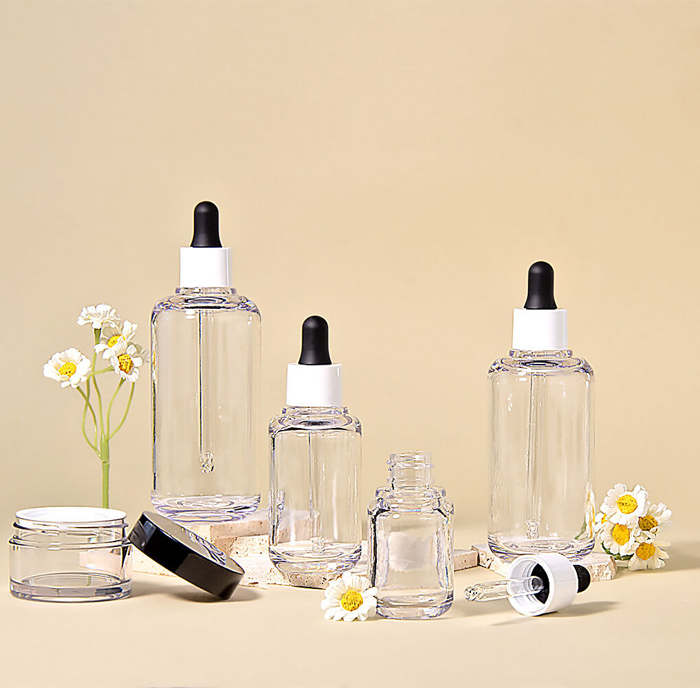 Premium transparent PETG material skincare essential oil dropper bottle
